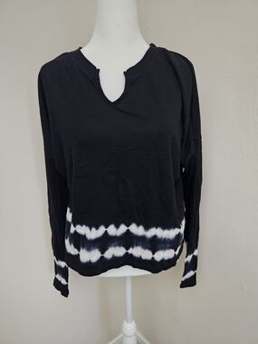 wild fable Black Tie-Dye Hem Long Sleeve Top